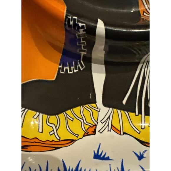 HALLOWEEN VTG Scarecrow Divided Tray Platter Pumpkin Head Crow Party Decoration - Picture 4 of 5